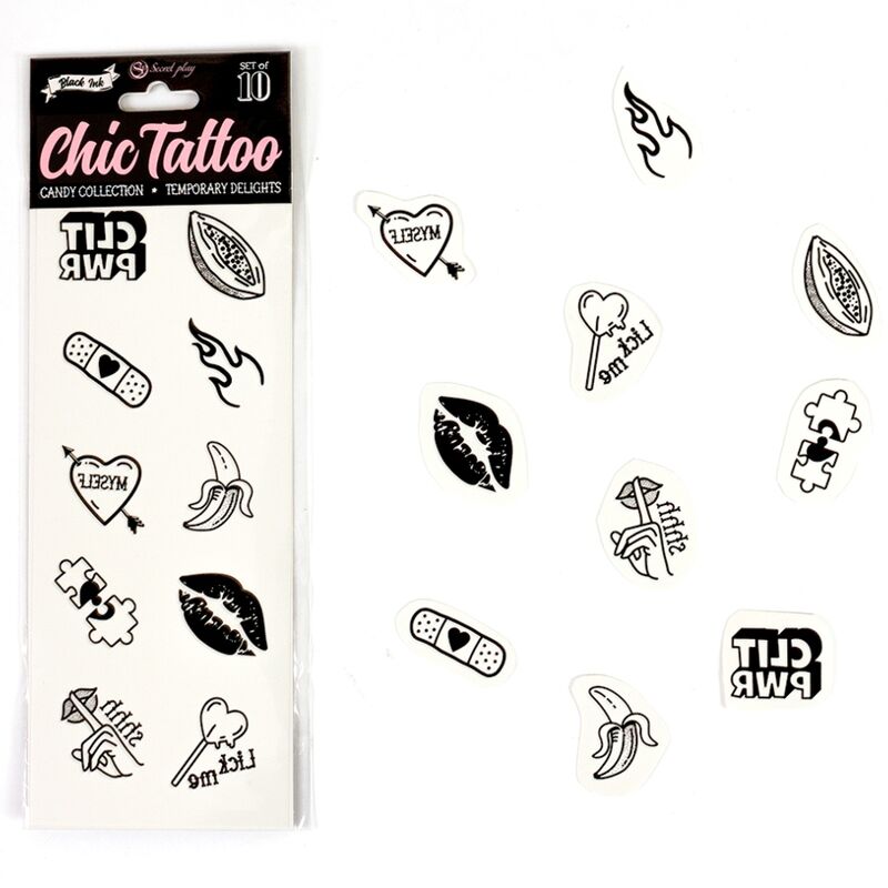 SECRET PLAY - CONJUNTO DE 10 TATUAGENS TEMPORÁRIAS DA COLEÇÃO DE DOCES