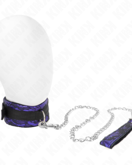 KINK – COLAR CURTO DE VELUDO COM RENDA E CINTO 105 CM COM ACABAMENTO EM NYLON 44 X 5,5 CM