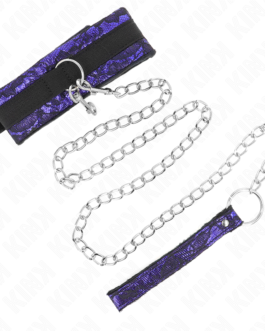 KINK – COLAR CURTO DE VELUDO COM RENDA E CINTO 105 CM COM ACABAMENTO EM NYLON 44 X 5,5 CM