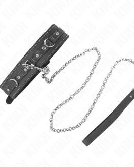 KINK – COLAR DE COURO PVC COM CINTO 105 CM REBITE DE STRASS 41,5 X 4 CM