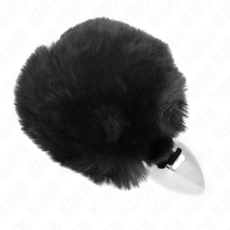 KINK - PLUGUE DE AÇO INOXIDÁVEL 7 x 3 CM COM RABO DE COELHO DE PELE SINTÉTICA PRETA 8 CM - Image 2