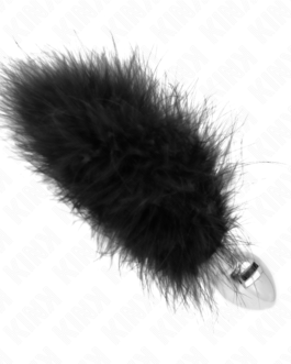 KINK – PLUG ANAL EM AÇO INOXIDÁVEL 11 x 7 CM COM PENA DE 11 CM