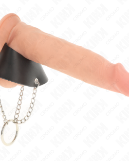 KINK – ANEL PENIANO 4 CM CORRENTE 7 CM METAL COM CINTO DE COURO