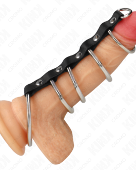 KINK – 5 ANÉIS PENIANOS DE METAL DE 3,2 CM A 5 CM CONECTADOS POR COURO