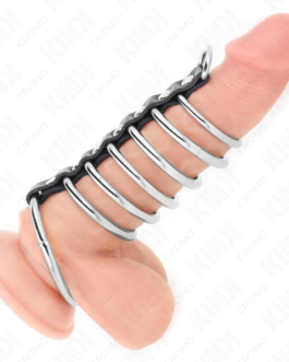KINK – 7 ANÉIS PENIANOS DE METAL DE 3,2 CM A 5 CM CONECTADOS POR COURO