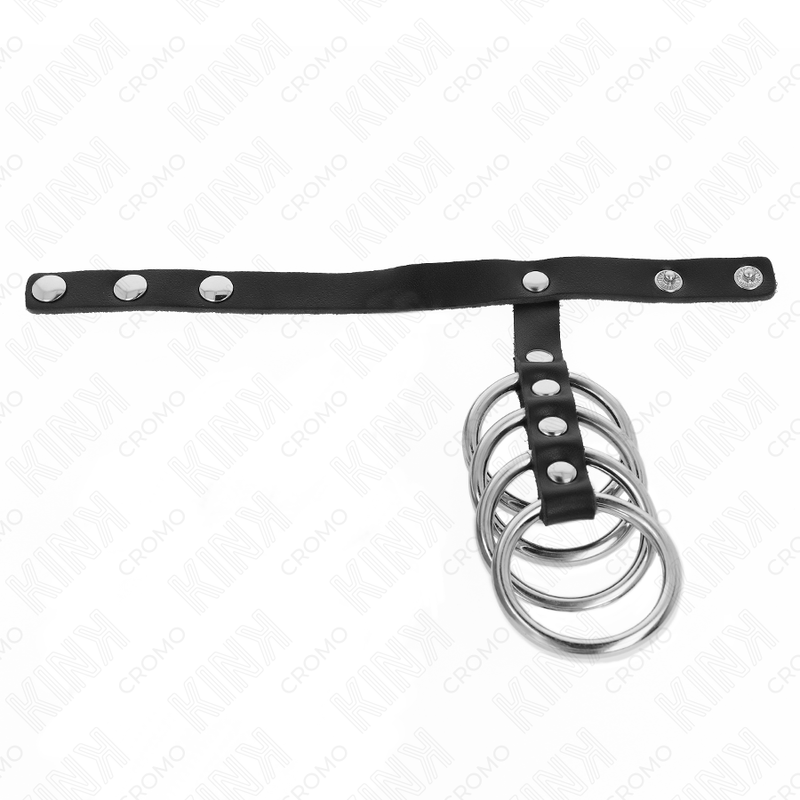 KINK - 4 ANÉIS PENIANOS DE METAL DE 3,8 CM CONECTADOS POR UMA TIRA DE COURO DE 22 X 1,5 CM E FECHO DE PRESSÃO - Image 3