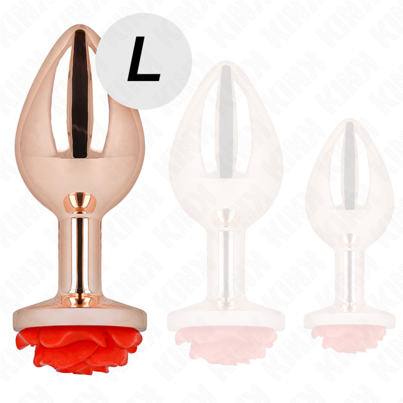KINK - PLUG ANAL ROSA DOURADO COM ROSA VERMELHA - Image 3