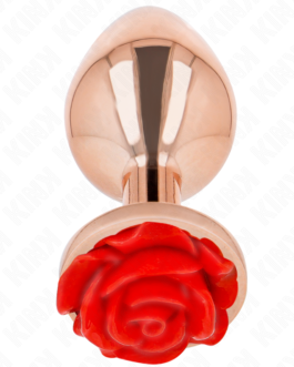 KINK – PLUG ANAL ROSA DOURADO COM ROSA VERMELHA