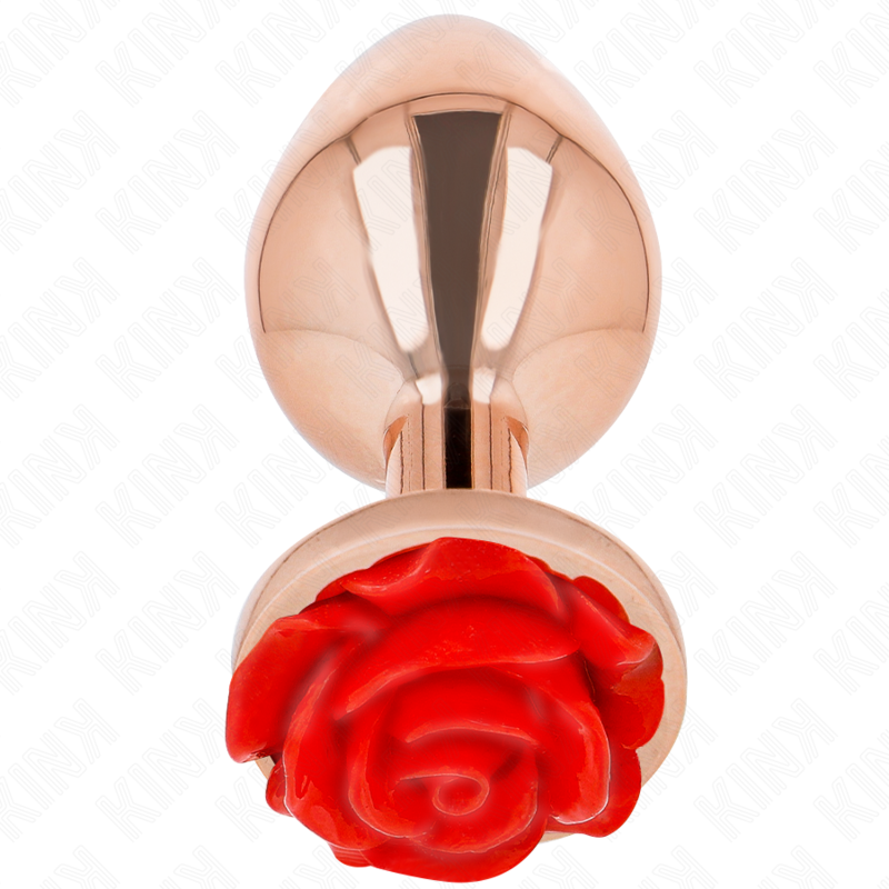 KINK - PLUG ANAL ROSA DOURADO COM ROSA VERMELHA - Image 2
