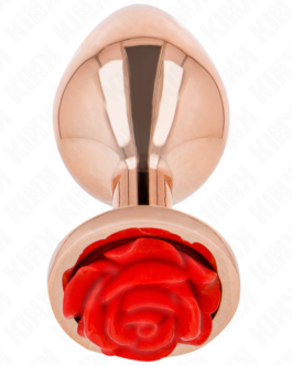 KINK – PLUG ANAL ROSA DOURADO COM ROSA VERMELHA M