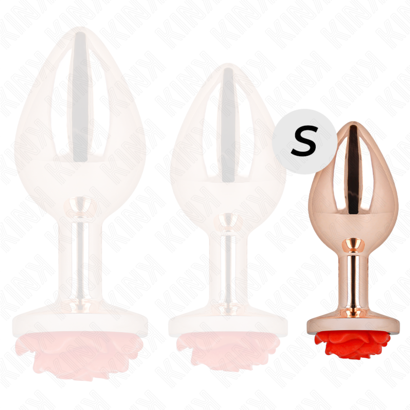 KINK - PLUG ANAL ROSA DOURADO COM ROSA VERMELHA - Image 3