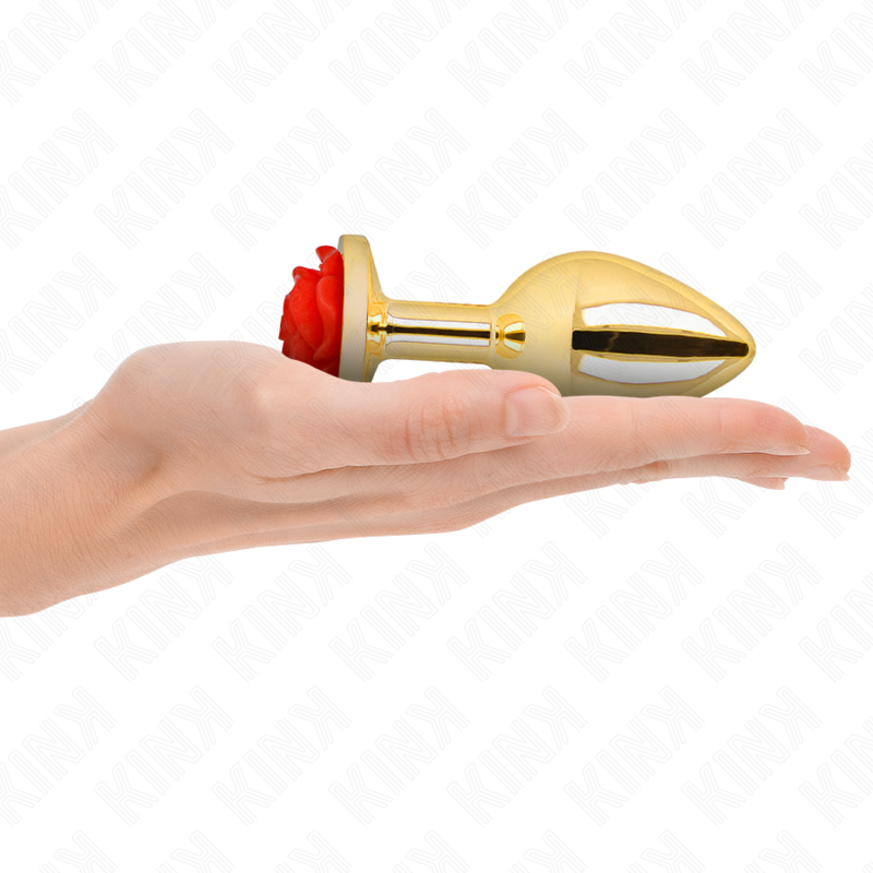 KINK - PLUG ANAL DOURADO ROSA VERMELHO TAMANHO G