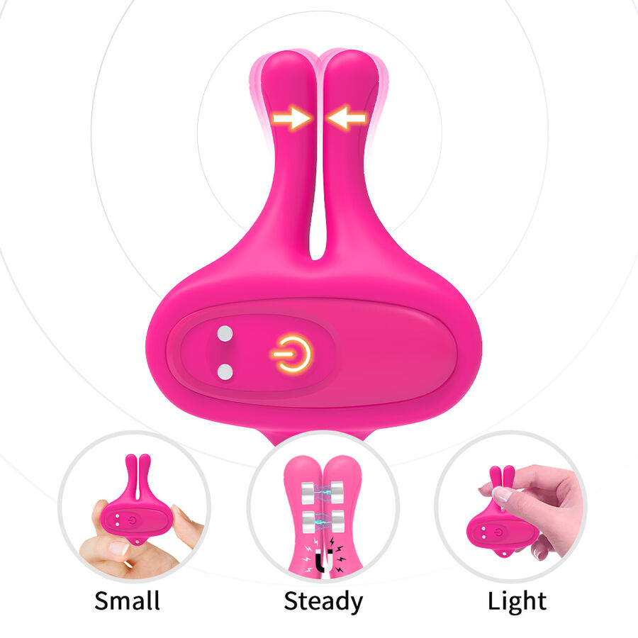 ARMONY - PRESILHAS MAGNÉTICAS DE MAMILO VIBRATÓRIAS EM FORMATO DE COELHO ROSA - Image 3