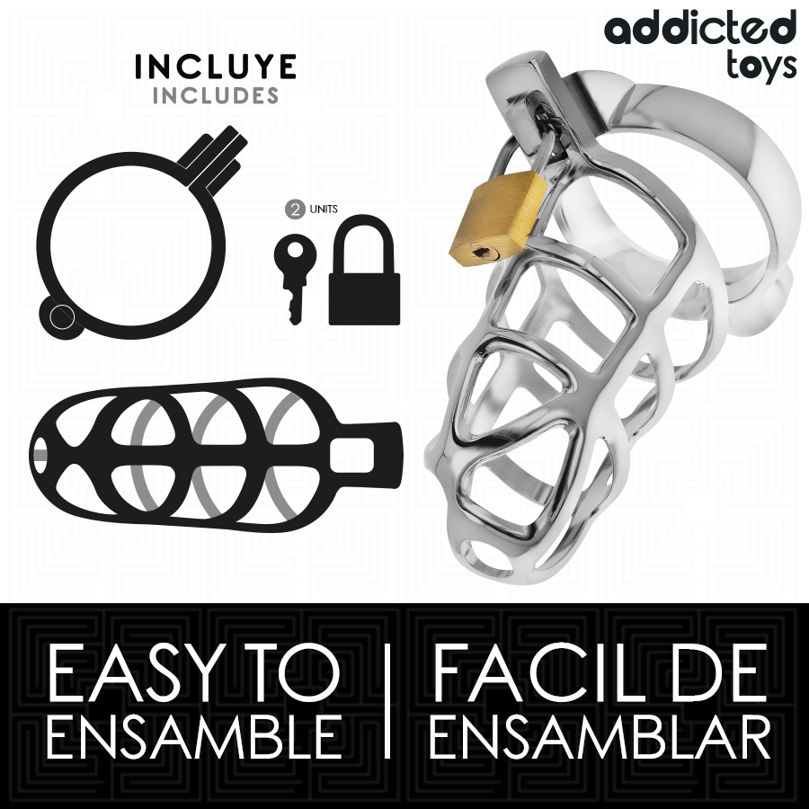 ADDICTED TOYS TRAVADO - GAIOLA DE METAL COM TRAVA PRATEADA TAMANHO M - Image 4