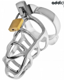ADDICTED TOYS TRAVADO – GAIOLA DE METAL COM TRAVA PRATEADA TAMANHO M