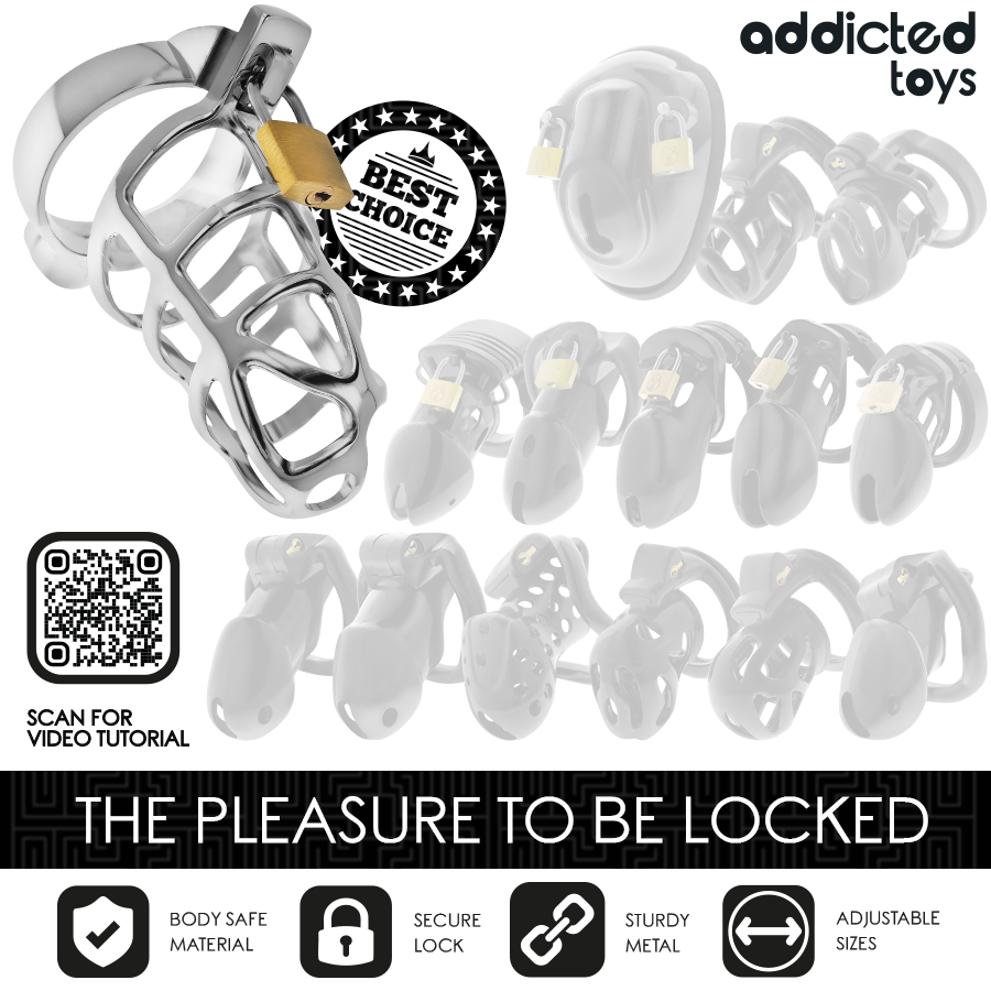 ADDICTED TOYS TRAVADO - GAIOLA DE METAL COM TRAVA PRATEADA TAMANHO M - Image 7