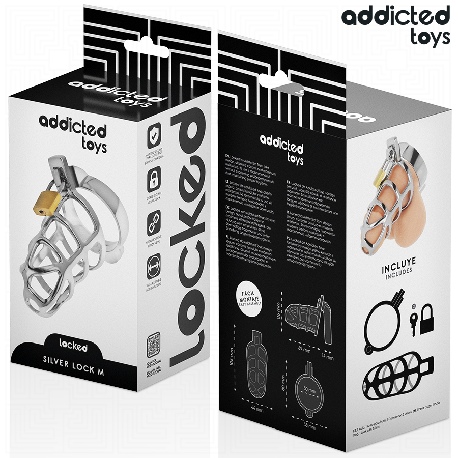 ADDICTED TOYS TRAVADO - GAIOLA DE METAL COM TRAVA PRATEADA TAMANHO M - Image 6