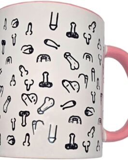DIABLO PICANTE – CANECA DE PÊNIS BRANCO COM ALÇA ROSA 370 M