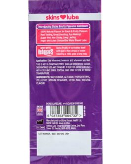 SKINS – LUBRIFICANTE À BASE DE ÁGUA COM SABOR FRUTADO DE MANGA E MARACUJÁ – DOSE ÚNICA DE 5 ML