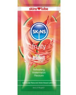 SKINS – LUBRIFICANTE À BASE DE ÁGUA COM SABOR DE MELANCIA – DOSE ÚNICA DE 5 ML