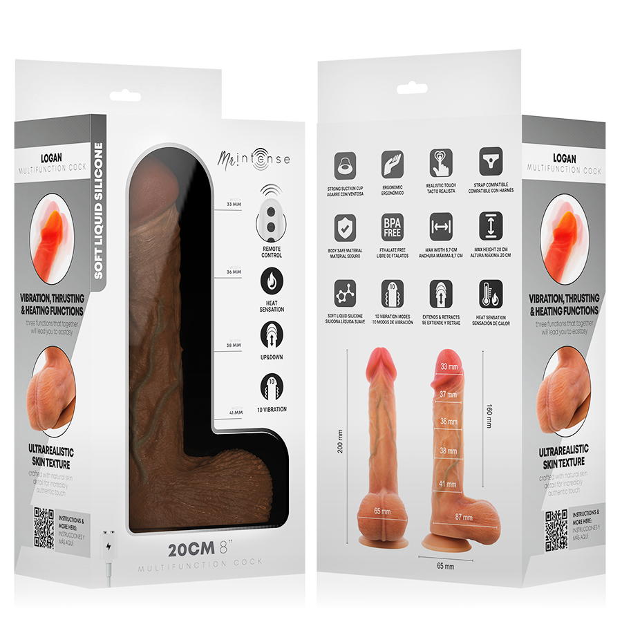 MR INTENSE - VIBRADOR LOGAN DE SILICONE COM EFEITO DE CALOR E CONTROLE REMOTO 20 CM -Ø- 4,1 CM - Image 11
