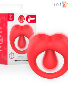 INTENSE – ANEL PENIANO VIBRATÓRIO RUSSELL COM ESTIMULAÇÃO DO CLITÓRIS VERMELHO