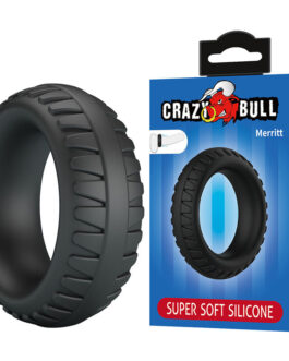 CRAZY BULL – ANEL PENIANO DE SILICONE TEXTURIZADO MERRITT PRETO