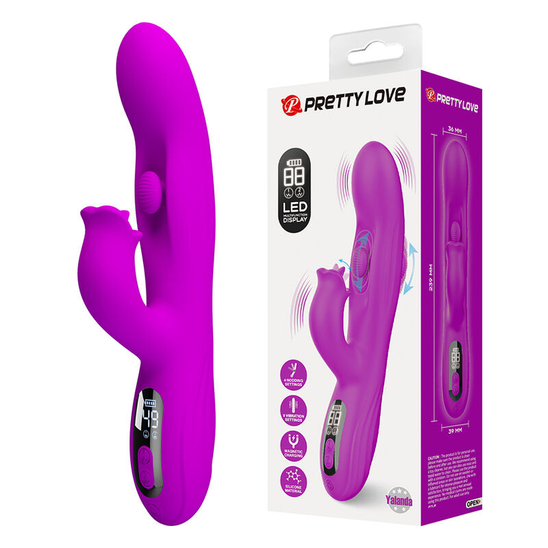 PRETTY LOVE - VIBRADOR OSCILATIVO YALANDA RABBIT COM DISPLAY DE LED ROXO - Image 3