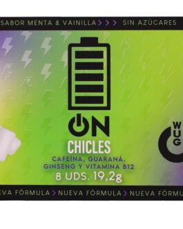WUG On – Energia instantânea em formato de goma de mascar. Cartela com 8 unidades.