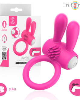 INTENSE – ANEL PENIANO VIBRATÓRIO HOPPS COM ESTIMULAÇÃO CLITÓRICA ROSA