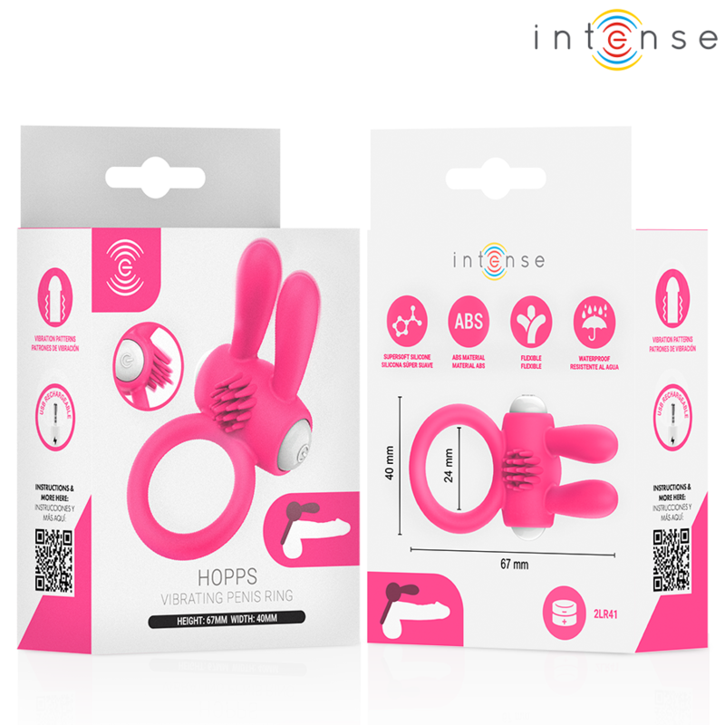 INTENSE - ANEL PENIANO VIBRATÓRIO HOPPS COM ESTIMULAÇÃO CLITÓRICA ROSA - Image 5