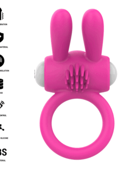INTENSE – ANEL PENIANO VIBRATÓRIO HOPPS COM ESTIMULAÇÃO CLITÓRICA ROSA