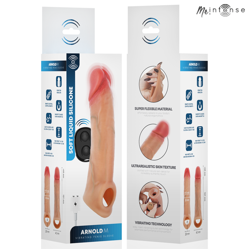 MR INTENSE - CAPA DE SILICONE PARA PÊNIS COM VIBRADOR ARNOLD M E CONTROLE REMOTO 14,5 CM -Ø- 4 CM - Image 8