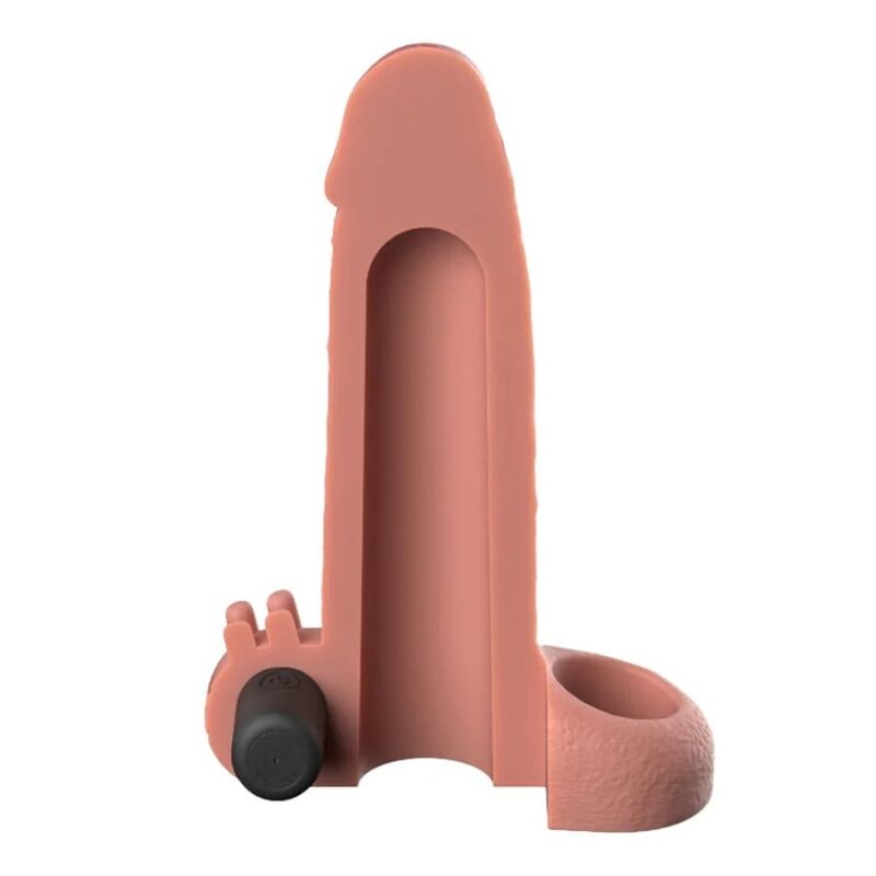 FANTASY X-TENSIONS - MANGA EXTENSORA DE PÊNIS VIBRATÓRIA COM SENSAÇÃO REALISTA DE 5CM BEGE - Image 3
