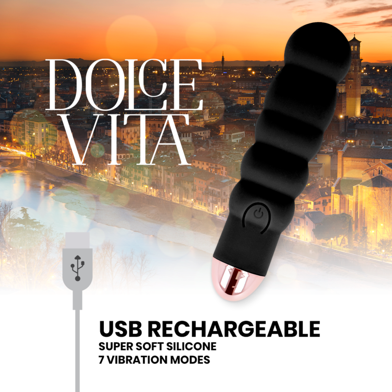 DOLCE VITA - VIBRADOR RECARREGÁVEL SIX BLACK 7 VELOCIDADES - Image 4