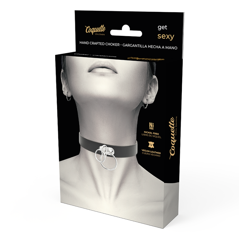 COQUETTE CHIC DESIRE - GARGANTILHA DE COURO VEGANO COM ANEL DUPLO - Image 5