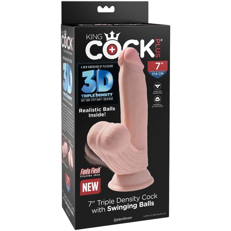KING COCK - PLUS DILDO 3D COM BOLAS BALANÇANTES 15,2 CM PELE CLARA - Image 7
