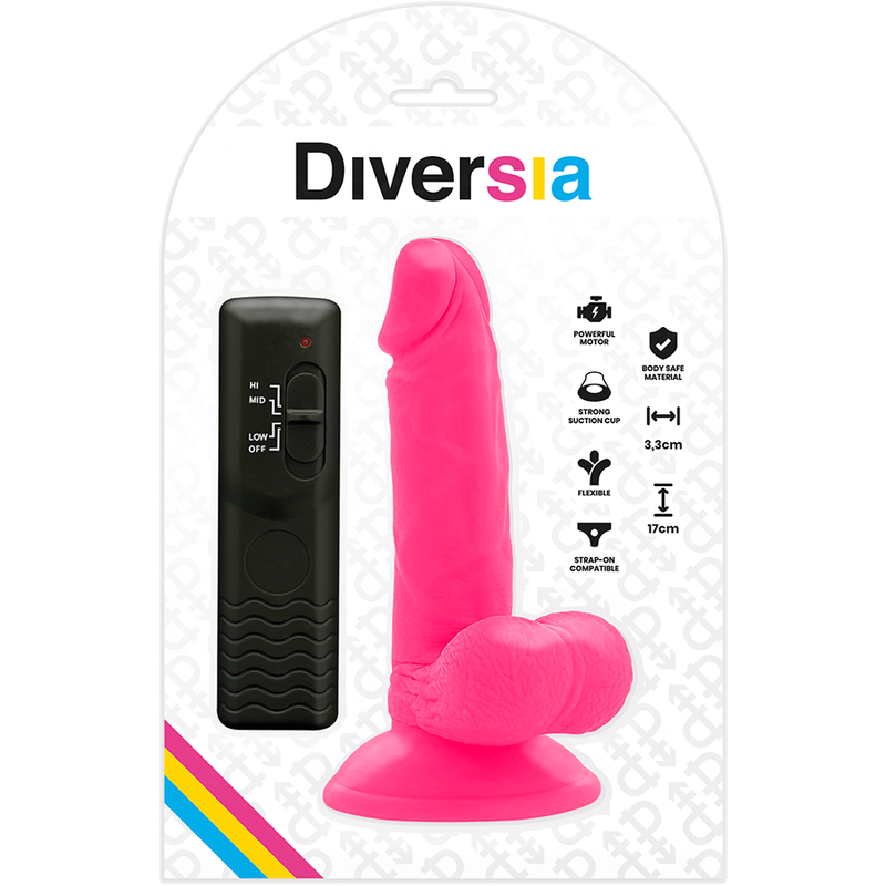 DIVERSIA - DILDO VIBRATÓRIO FLEXÍVEL ROSA 17 CM -O- 3,3 CM - Image 7
