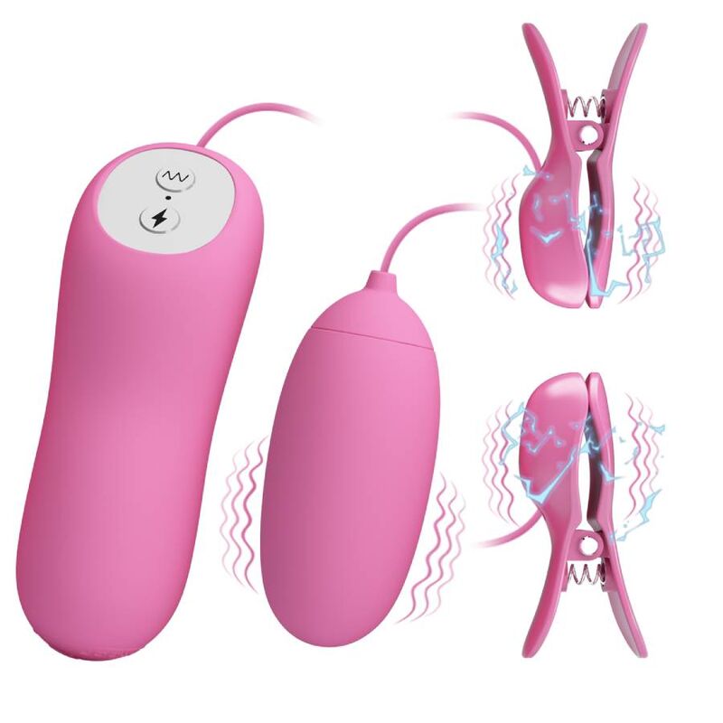 PRETTY LOVE – PINÇA COM VIBRAÇÃO E CHOQUE ELÉTRICO ROSA
