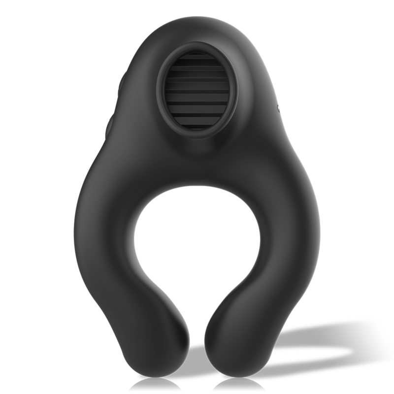 ANEL VIBRADOR DE SILICONE PRETO E PRATA – 3 MOTORES RECARREGÁVEL PRETO