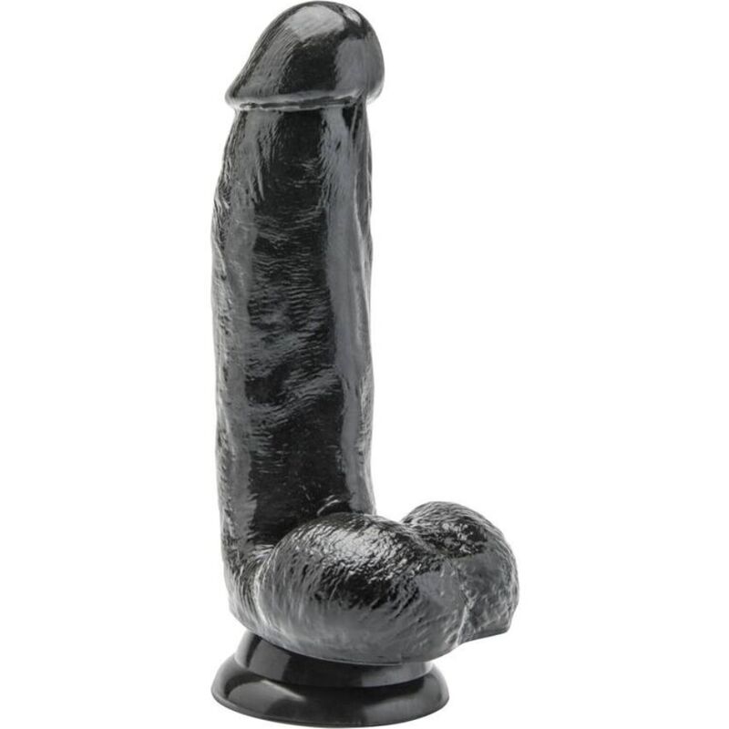 SEJA REAL – DILDO DE 12 CM COM BOLAS PRETO