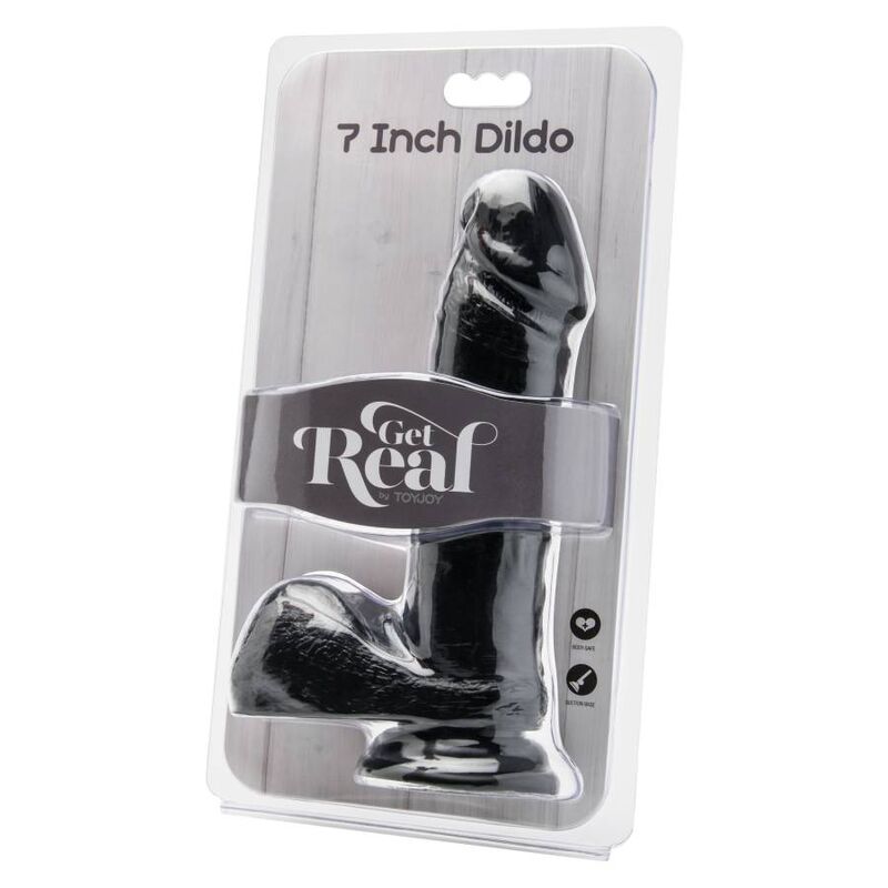 SEJA REAL - DILDO DE 18 CM COM BOLAS PRETO - Image 2