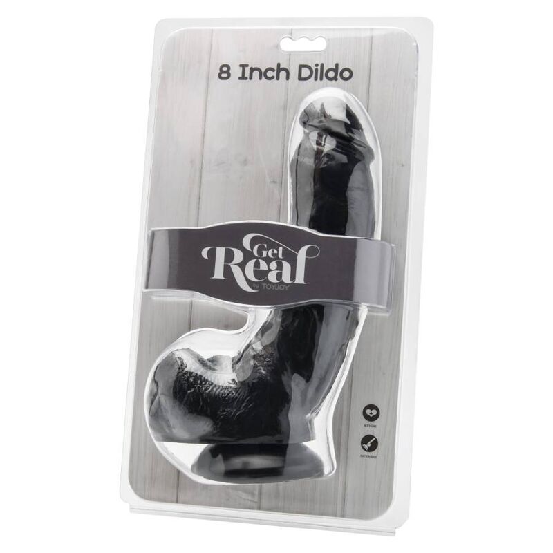 SEJA REAL - DILDO DE 20,5 CM COM BOLAS PRETO - Image 2
