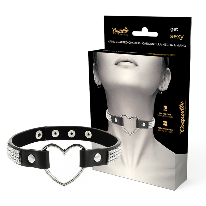 COQUETTE CHIC DESIRE – GARGANTILHA DE COURO VEGANO COM CORAÇÃO