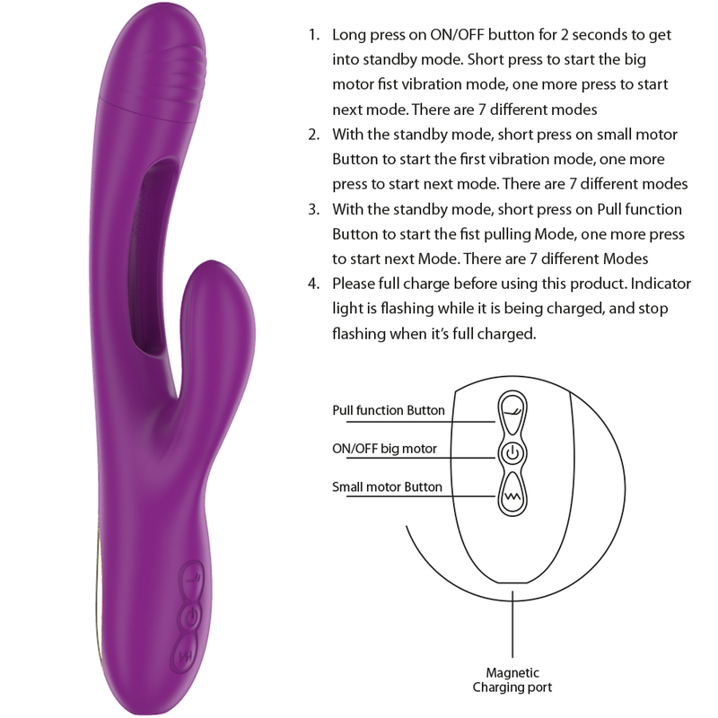 INTENSE - APOLO VIBRADOR MULTIFUNCIONAL RECARREGÁVEL 7 VIBRAÇÕES COM MOVIMENTO DE BALANÇO ROXO - Image 5