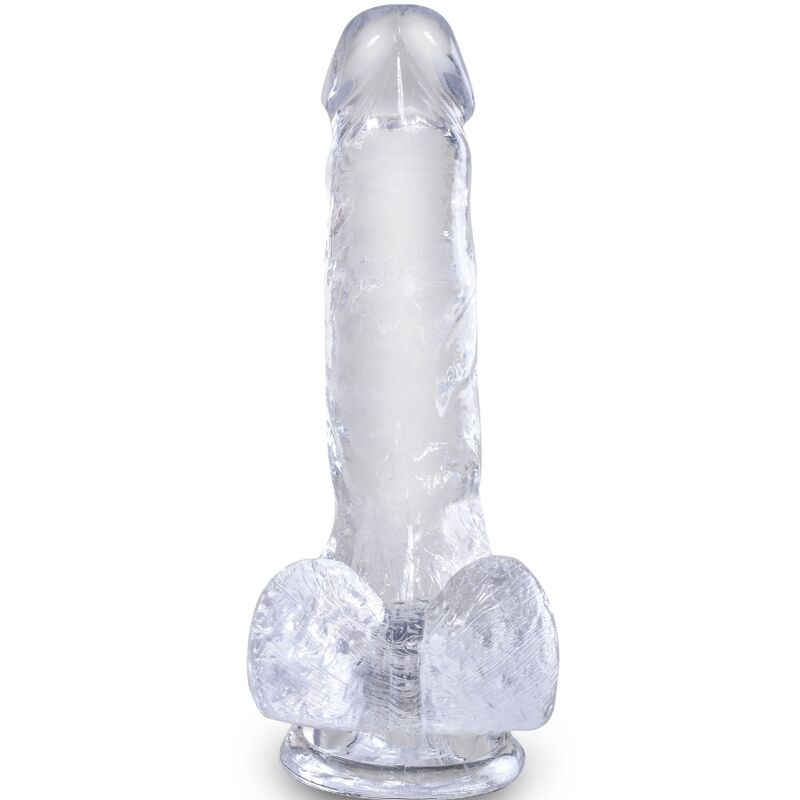 KING COCK – PÊNIS REALISTA TRANSPARENTE COM TESTÍCULOS 13,5 CM
