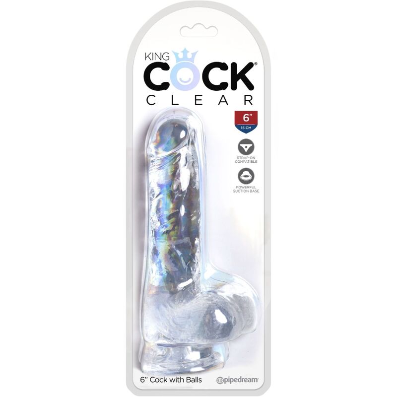 KING COCK - PÊNIS REALISTA TRANSPARENTE COM TESTÍCULOS 13,5 CM - Image 5