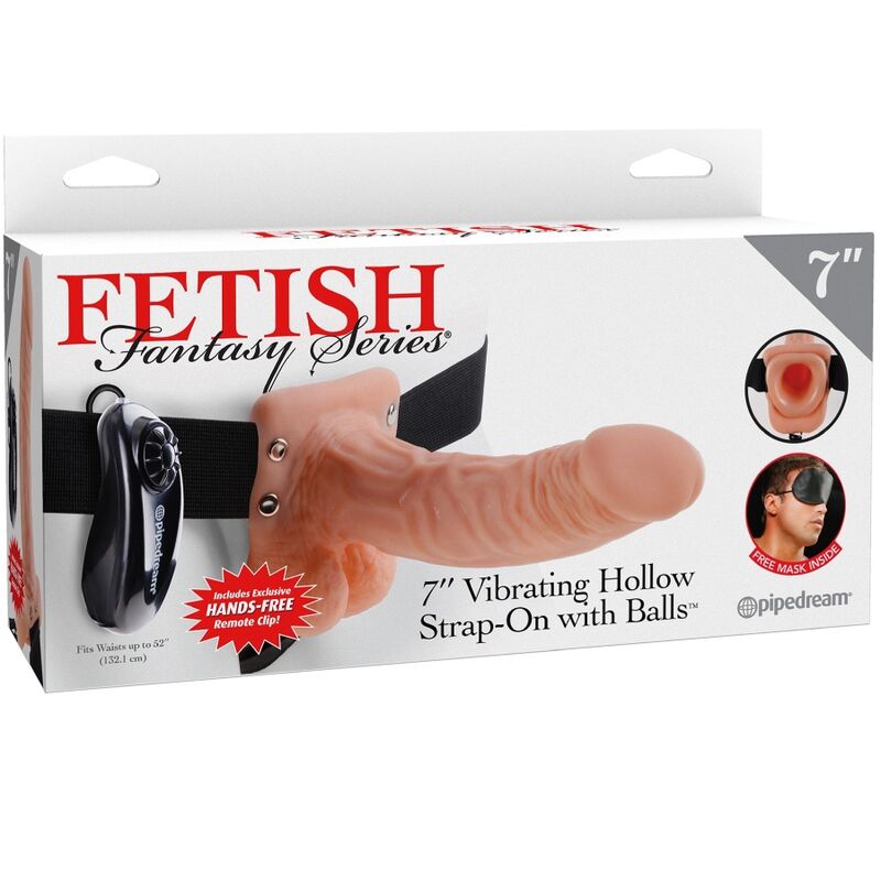 SÉRIE FETICHE FANTASIA - PÊNIS REALISTA COM TESTÍCULOS, 17,8 CM, COM CONTROLE REMOTO E ARNÊS AJUSTÁVEL