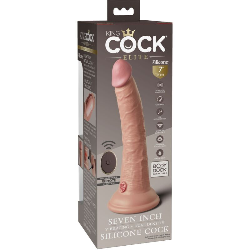 KING COCK - VIBRADOR DILDO REALISTA DE ELITE COM CONTROLE REMOTO DE SILICONE 17,8 CM - Image 5