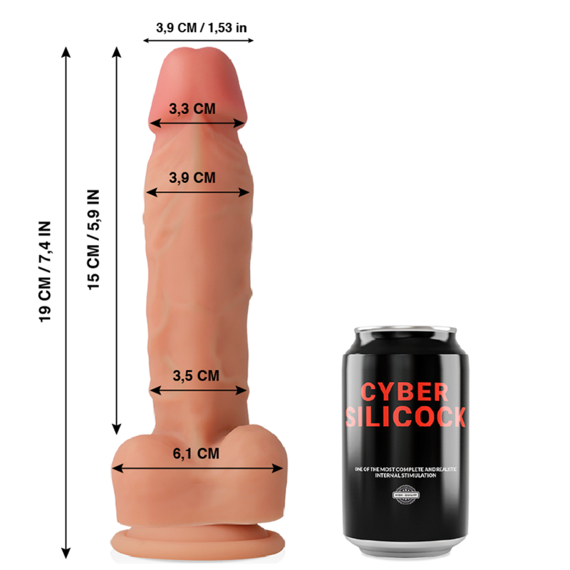 CYBER SILICOCK – OLIVER ULTRA REALISTA SILICONE LÍQUIDO MACIO 19 CM -O- 3,9 CM